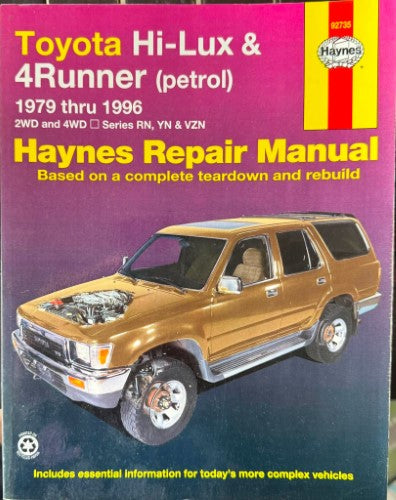 Haynes Repair Manual - Toyota Hilux 4WD 4Runner Petrol Engines (1979-96) (Hardcover)