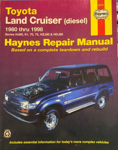 Haynes Service & Repair Manual - Toyota Landcruiser Diesel 1980-1998 (Series HJ60, 70, 75, HZJ80 & HDJ80)