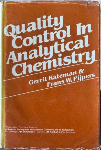 Gerrit Kateman / Frans Pijpers - Quality Control In Analytical Chemistry (Hardcover)