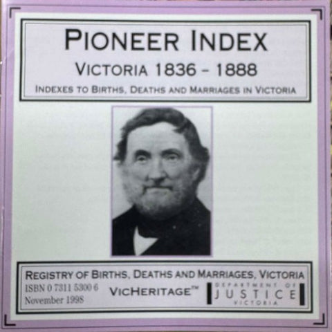 Pioneer Index - Victoria 1836-1888 Births, Deaths & Marriages (CD)