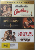Triple Feature : Dr Zhivago / Gone With The Wind / Casablanca (DVD)