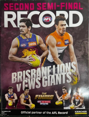 AFL Record : Second Semi-Final 2024 : Brisbane Lions Vs GWS Giants