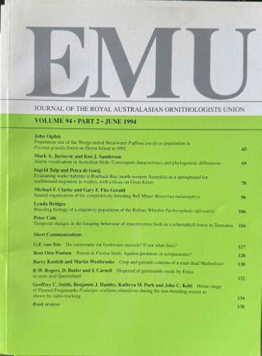 EMU : Journal Of The Royal Australasian Ornithologists Union #94 (June 1994)