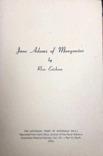 Rita Erickson - Jane Adams Of Mangowine