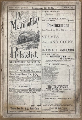 The Metropolitan Philatelist (Vol X) #1 (1899)