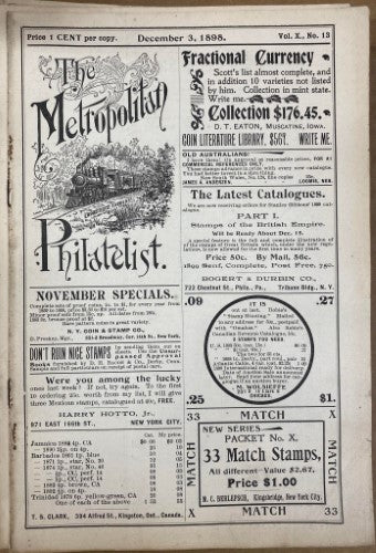 The Metropolitan Philatelist (Vol X) #13 (1899)