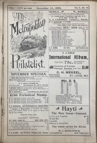 The Metropolitan Philatelist (Vol X) #14 (1899)