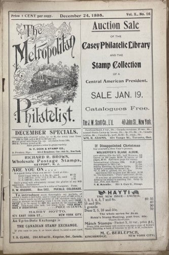 The Metropolitan Philatelist (Vol X) #16 (1899)