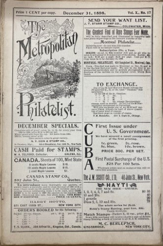 The Metropolitan Philatelist (Vol X) #17 (1899)