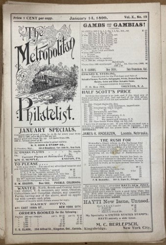 The Metropolitan Philatelist (Vol X) #19 (1899)
