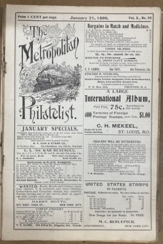 The Metropolitan Philatelist (Vol X) #20 (1899)