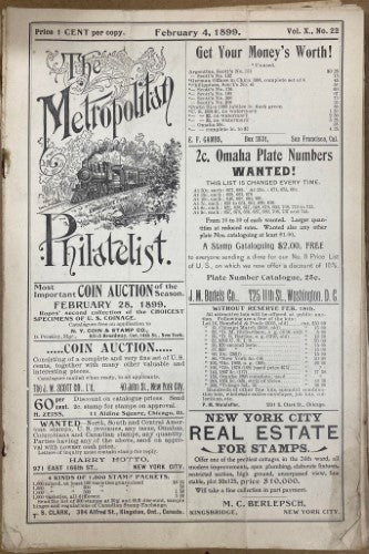 The Metropolitan Philatelist (Vol X) #22 (1899)