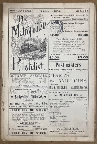 The Metropolitan Philatelist (Vol X) #4 (1899)