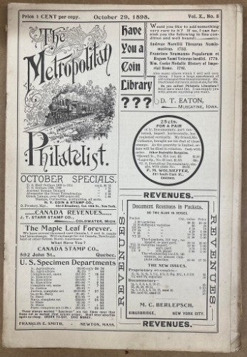 The Metropolitan Philatelist (Vol X) #8 (1899)
