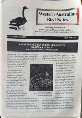 Western Australian Bird Notes #103 (Sept 2002)