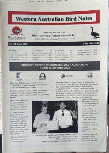 Western Australian Bird Notes #106 (June 2003)