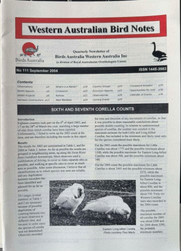 Western Australian Bird Notes #111 (Sept 2004)
