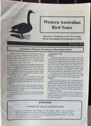 Western Australian Bird Notes #78 (June 1996)