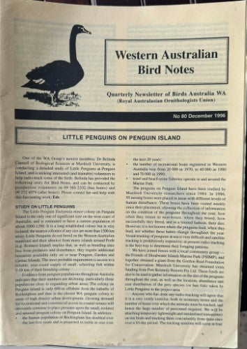 Western Australian Bird Notes #80 (Dec 1996)