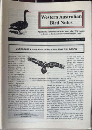Western Australian Bird Notes #92 (Dec 1999)