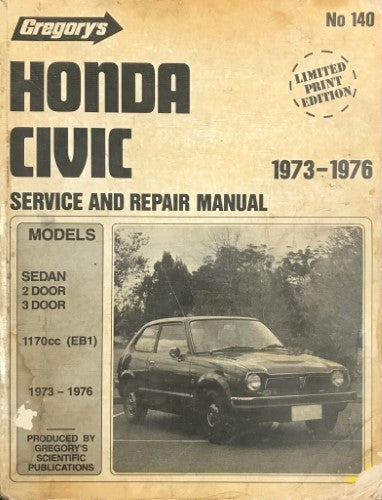 Gregory's Service & Repair Manual - #140 - Honda Civic 1973-76